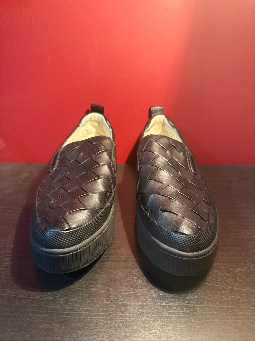 Women’s Black Franco Sarto Leather Slip-Ons, Sz 7.5